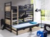Dreier-Etagenbett in Anthrazit mit ausziehbarem Gästebett und Stauraumschubladen.