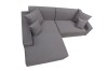 Graues Ecksofa in L-Form mit Kissen, modernes Sofa für das Wohnzimmer.