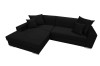 Schwarze Eckcouch mit Kissen und Metallfüßen