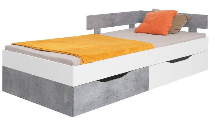 Kinderbett Jugendbett für 1 Kind SIMON S16 120x200  weiß grau