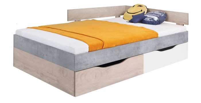 Kinderbett Jugendbett für 1 Kind SIMON S16 120x200 grau eiche
