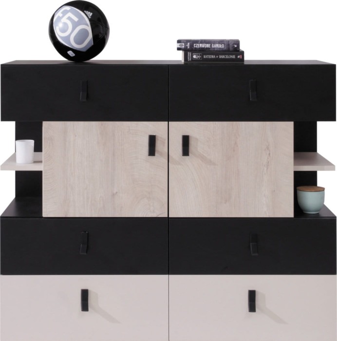 Kommode PETRA 08 schwarz eiche beige.jpg