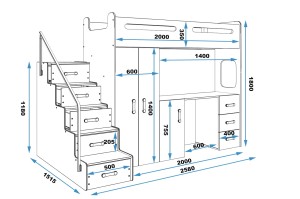 NINA Hochbett Funktionsbett mit Schreibtisch und Kleiderschrank Deine Möbel