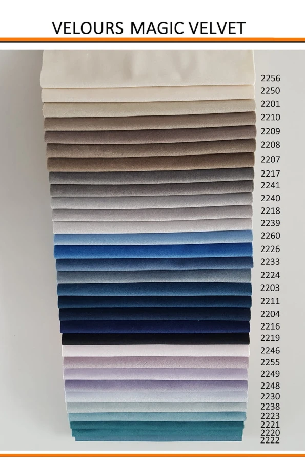 Velours Magic Velvet Stoffmuster in kühlen Blau- und Grautönen