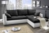 Modernes Ecksofa in Schwarz und Weiß inklusive Kissen für das Wohnzimmer.
