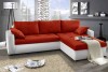 Modernes Ecksofa in Rot und Weiß, gemütliche L-Form für das Wohnzimmer.