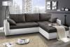 Stilvolles Ecksofa in Dunkelgrau und Weiß mit bequemer Polsterung.