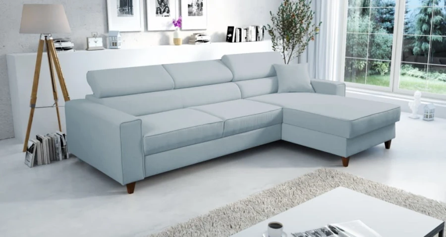 Hellblaues Ecksofa in modernem Design für ein gemütliches Zuhause