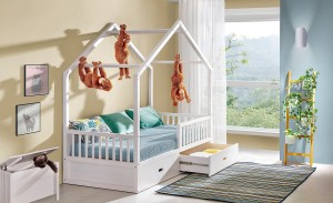 NICOLA Kinderbett Hausbett Einzelbett NICOLA mit Schubladen Deine Möbel