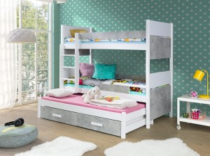 AUGUSTIN Etagenbett Ausziehbett für 3 Kinder mit Schubladen Deine Möbel