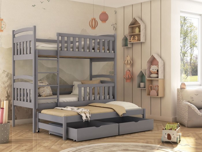 Etagenbett für 3 Kinder VIKI aschgrau