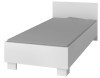 Schlichtes weißes Einzelbett mit grauer Liegefläche für Kinder- oder Gästezimmer.