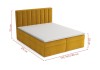 Gelbes Boxspringbett mit Maßen: 140/160/180 cm Breite und 215 cm Länge