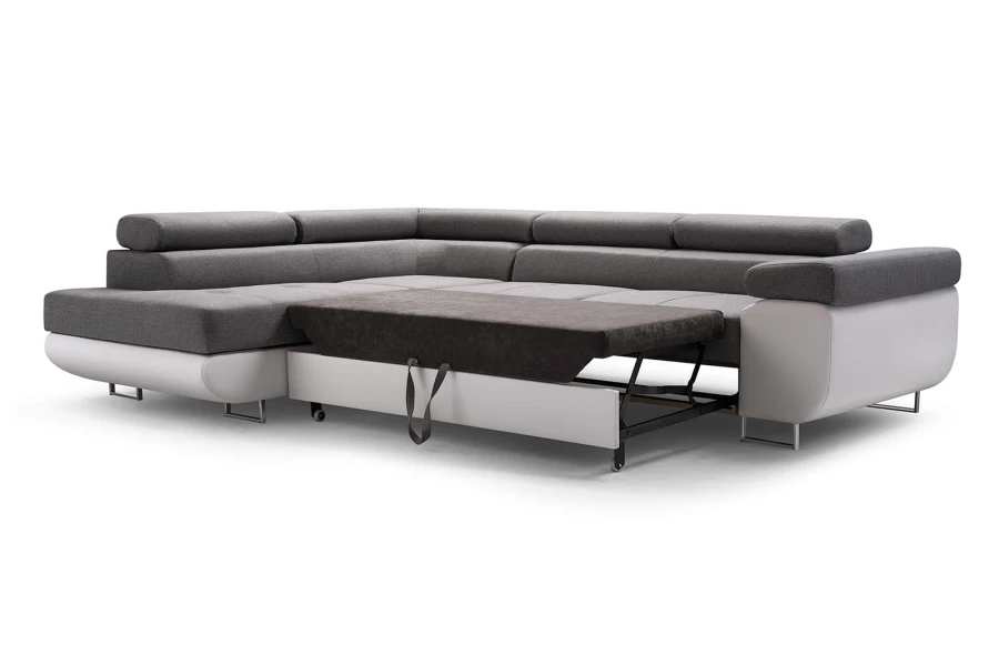 Funktionales Ecksofa mit ausziehbarer Liegefläche für Gäste.