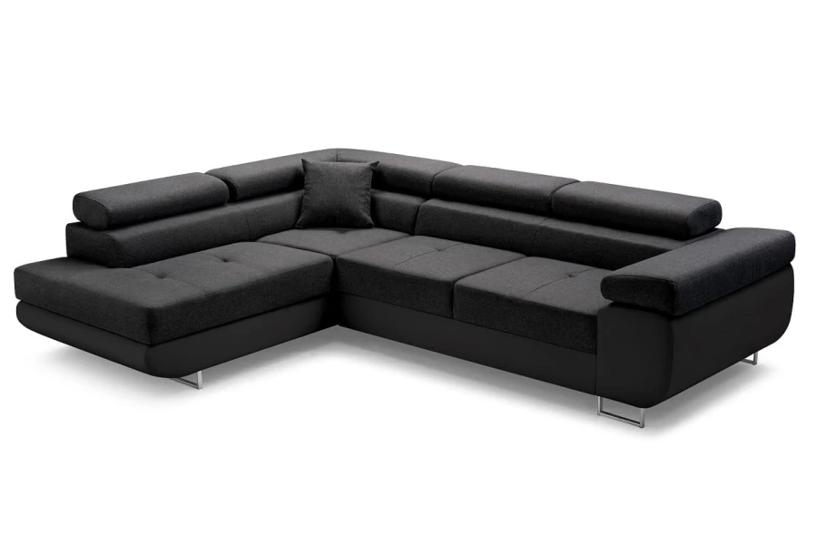 Elegantes Ecksofa in Anthrazit und Schwarz, L-Form Couch für das Wohnzimmer.
