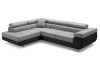 Modernes L-Sofa in Hellgrau und Schwarz, stilvolle Polsterecke mit Metallfüßen.
