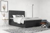Dunkelgraues Boxspringbett in Anthrazit für ein elegantes und gemütliches Schlafzimmer.