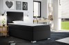 Schwarzes Boxspringbett als Einzelbett im modern eingerichteten Schlafzimmer.