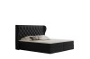 Schwarzes Boxspringbett mit stilvoller Chesterfield-Steppung.