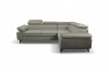 Modernes L-Sofa in Grau mit Relax-Kopfstützen, Seitenansicht für Wohnzimmer-Inspiration.