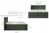 Maße und Aufbau eines grünen Boxspringbetts mit Komfortschichten.