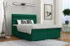 Elegantes dunkelgrünes Boxspringbett mit gestepptem Kopfteil in moderner Deko.