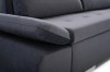 Detailansicht der hochwertigen Polsterung und Armlehne eines dunkelgrauen Ecksofas.
