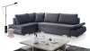 Modernes Ecksofa in Dunkelgrau mit gemütlichen Kissen im Wohnzimmer-Set.