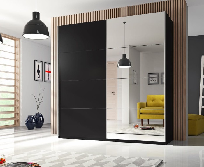 Kleiderschrank BEMO Korpus und Fronten Szchwarz matt + Spiegel.jpg