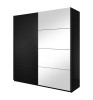 Moderner Kleiderschrank in Schwarz mit Spiegeltür, platzsparender Schwebetürenschrank.