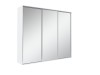 Moderner weißer Schwebetürenschrank mit dreiteiliger Spiegelfront für das Schlafzimmer.