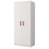 Weißer zweitüriger Kleiderschrank mit rosa Griffen