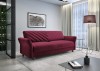 Elegantes weinrotes Samtsofa mit V-Steppung in modernem Wohnbereich.