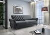 Zeitloses dunkelgraues Sofa mit diagonalem Muster in modernem Interieur.