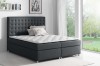Anthrazitfarbenes Boxspringbett mit hohem Kopfteil und Topper