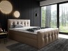 Stilvolles beiges Polsterbett mit hochwertiger Steppung und modernem Design für das Schlafzimmer.
