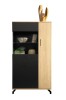 Elegantes Highboard in Eiche-Optik und Schwarz mit Glaselementen für das Esszimmer