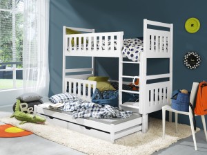 KAJA Etagenbett Ausziehbett für 3 Kinder mit Schubladen Deine Möbel