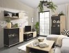 Stilvolles Wohnzimmer-Set in Schwarz und Eiche-Optik im Loft-Design.