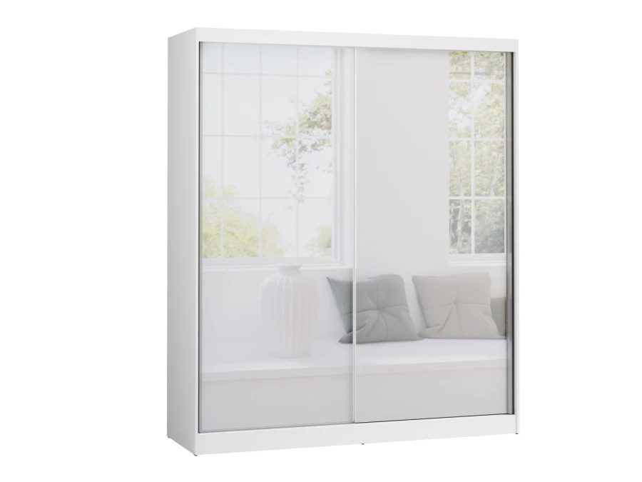 Moderner Schwebetürenschrank mit Spiegelfront in Weiß