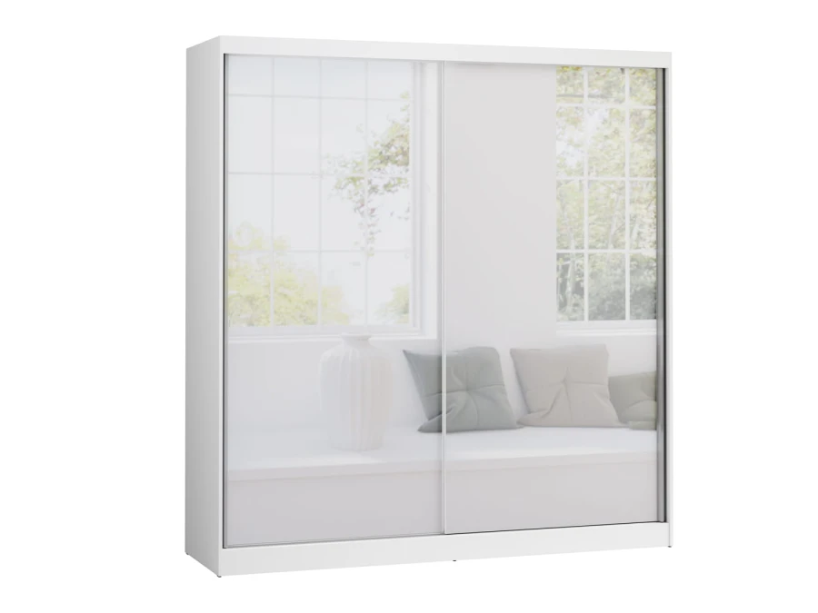 Großer weißer Schlafzimmerschrank mit zwei Spiegelschiebetüren