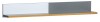 Minimalistisches Wandboard in Weiß, Grau und Eiche für Dekoration und Bücher.