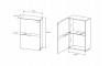 Maßskizze eines Highboards: Abmessungen 60 x 96,5 cm mit Innenfächern.