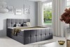 Dunkelgraues Boxspringbett Anthrazit mit stilvoller Karosteppung
