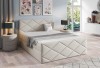 Beiges Polsterbett mit edlem Rautenmuster, ideal für ein gemütliches Schlafzimmer.
