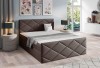 Braunes Polsterbett mit modernem Rauten-Design und hochwertiger Polsterung.
