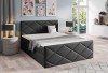 Modernes Boxspringbett in Anthrazit mit abgestepptem Rautenmuster am Kopfteil für ein elegantes Schlafzimmer.