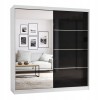 Schwebetürenschrank mit Spiegel und schwarzen Fronten im modernen Design für das Schlafzimmer.