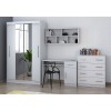 Komplettes weißes Jugendzimmer Set mit Kleiderschrank, Schreibtisch und Kommode.