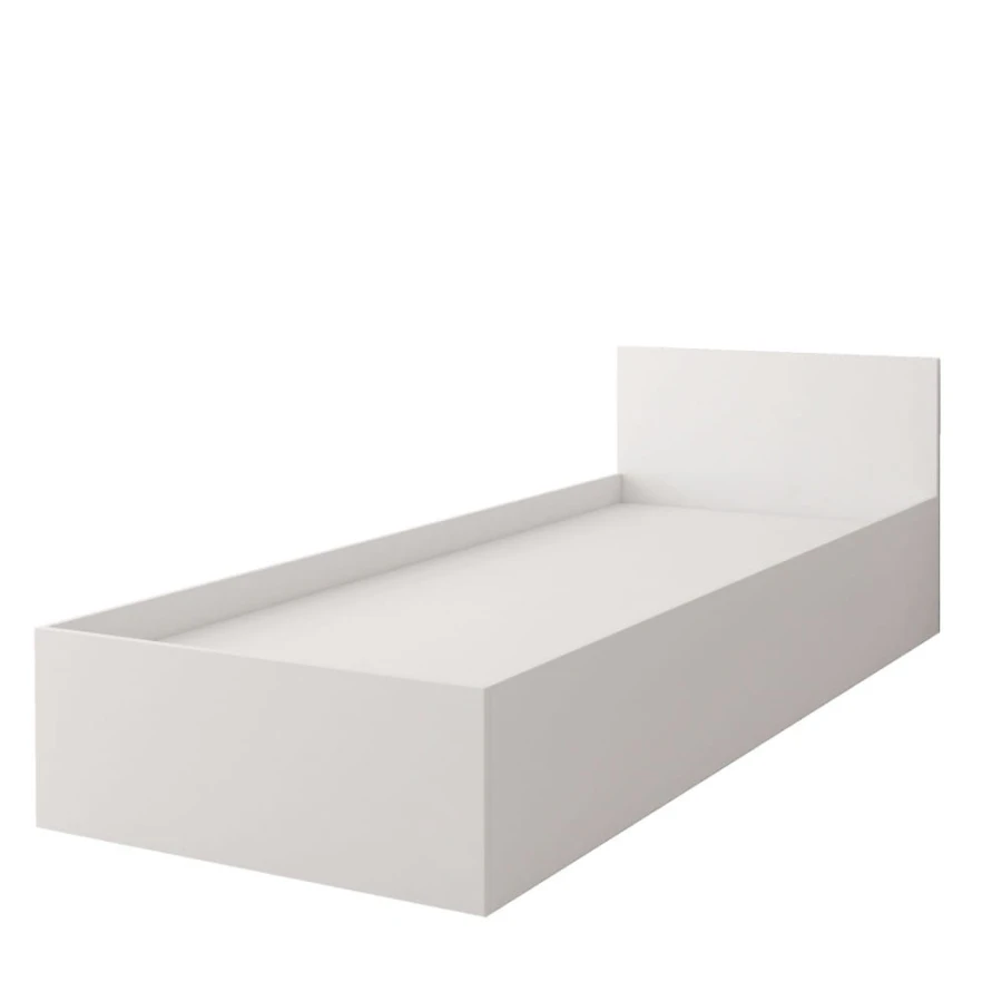 Minimalistisches weißes Einzelbett Gestell in modernem Design.